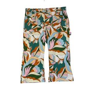 Maeve Anthropologie Women Multicolor Floral Crop Wide Leg Pants Size 20W Lily G